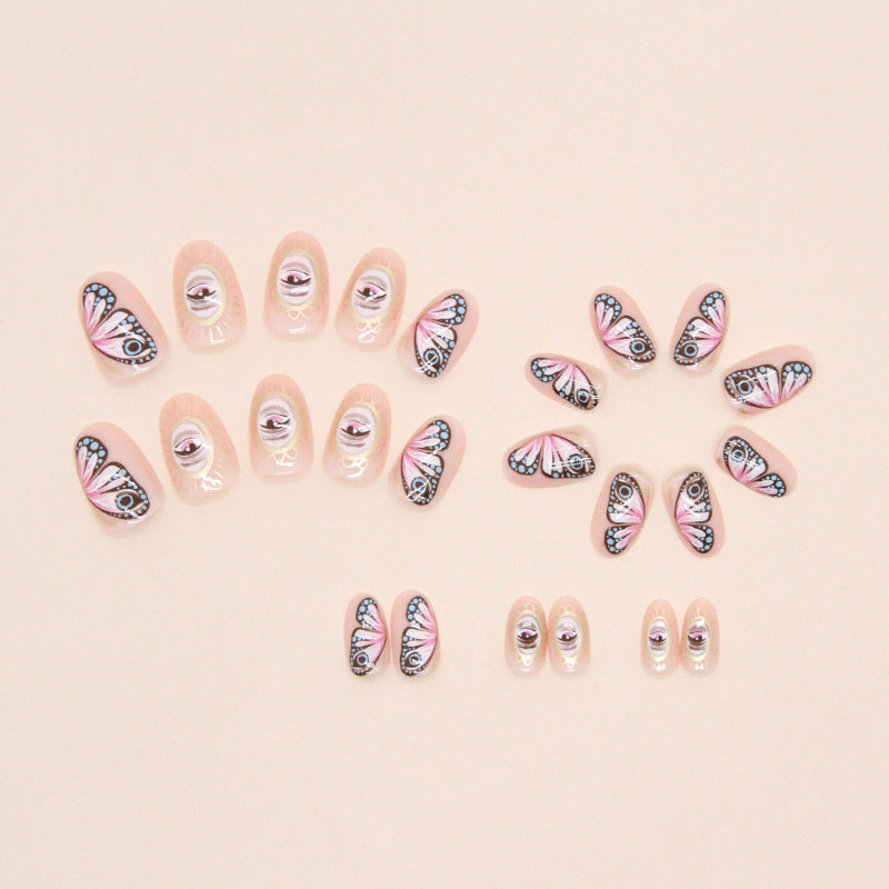 Retro totem design screat eye butterfly pattern oval cool sweet press on nail