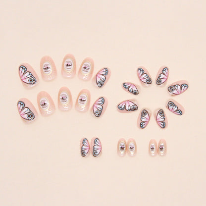 Retro totem design screat eye butterfly pattern oval cool sweet press on nail