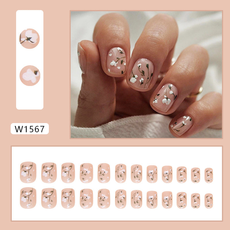 Nude nail sticker gel simple short 24pce press on nail