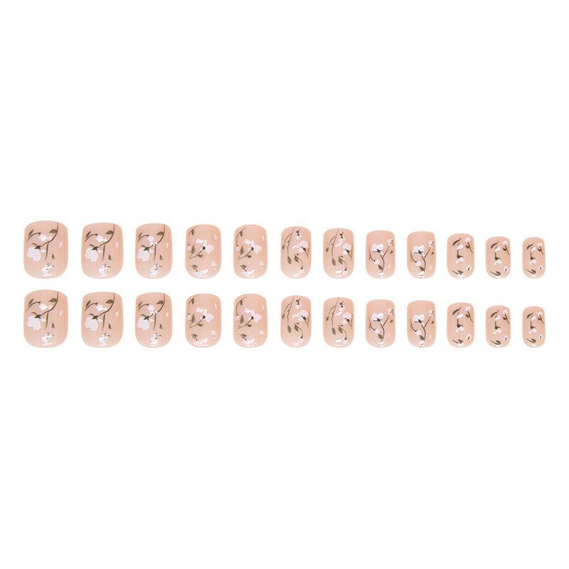 Nude nail sticker gel simple short 24pce press on nail