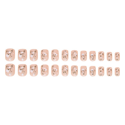 Nude nail sticker gel simple short 24pce press on nail