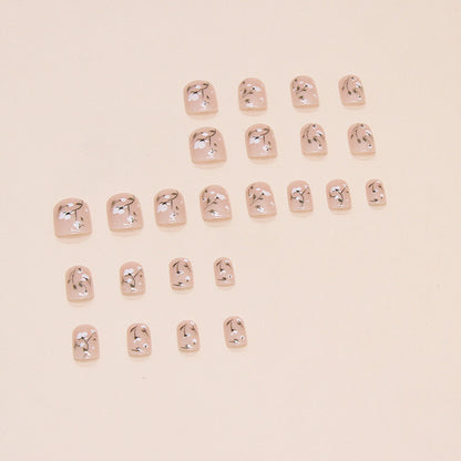 Nude nail sticker gel simple short 24pce press on nail