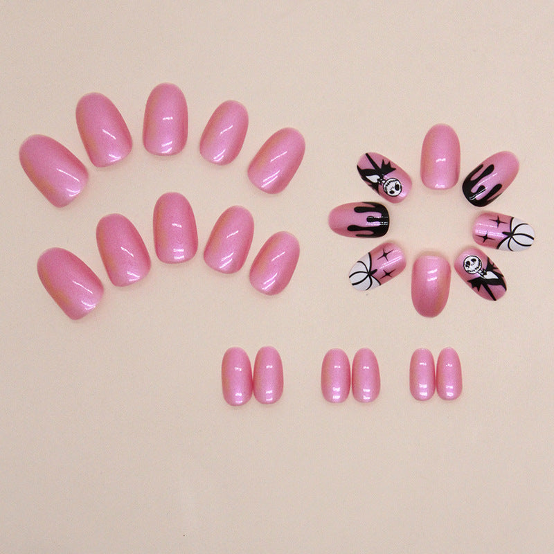 European and American cute pumpkin pattern pink beauty press on nail