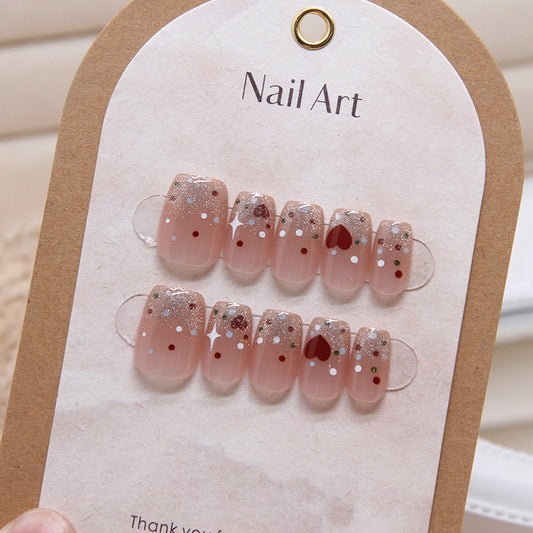 Fashion women sqaure short 10pcs cat eye press on nail with bling pattern