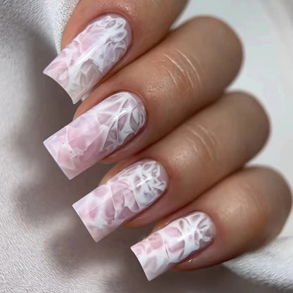 Arctic glacier white crack nail high quality women press on nail