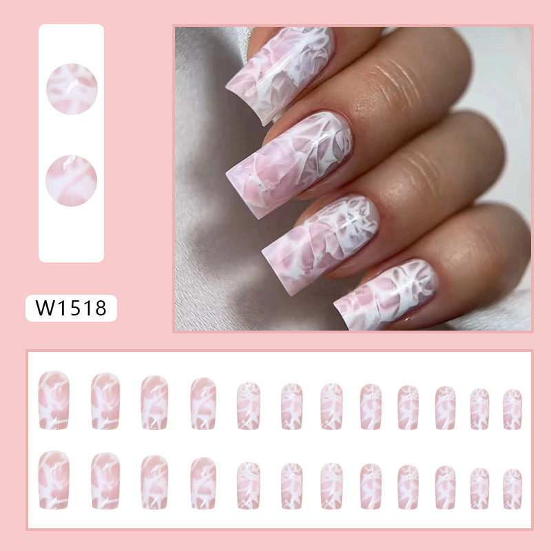 Arctic glacier white crack nail high quality women press on nail