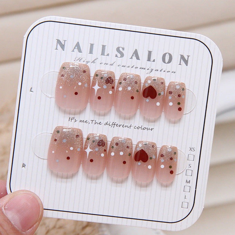 Fashion women sqaure short 10pcs cat eye press on nail with bling pattern