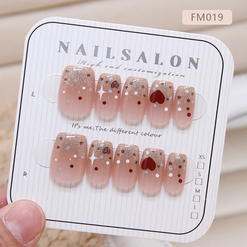 Fashion women sqaure short 10pcs cat eye press on nail with bling pattern