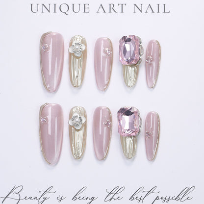 Wearable nail twilight purple long aurora nail piece fake nails