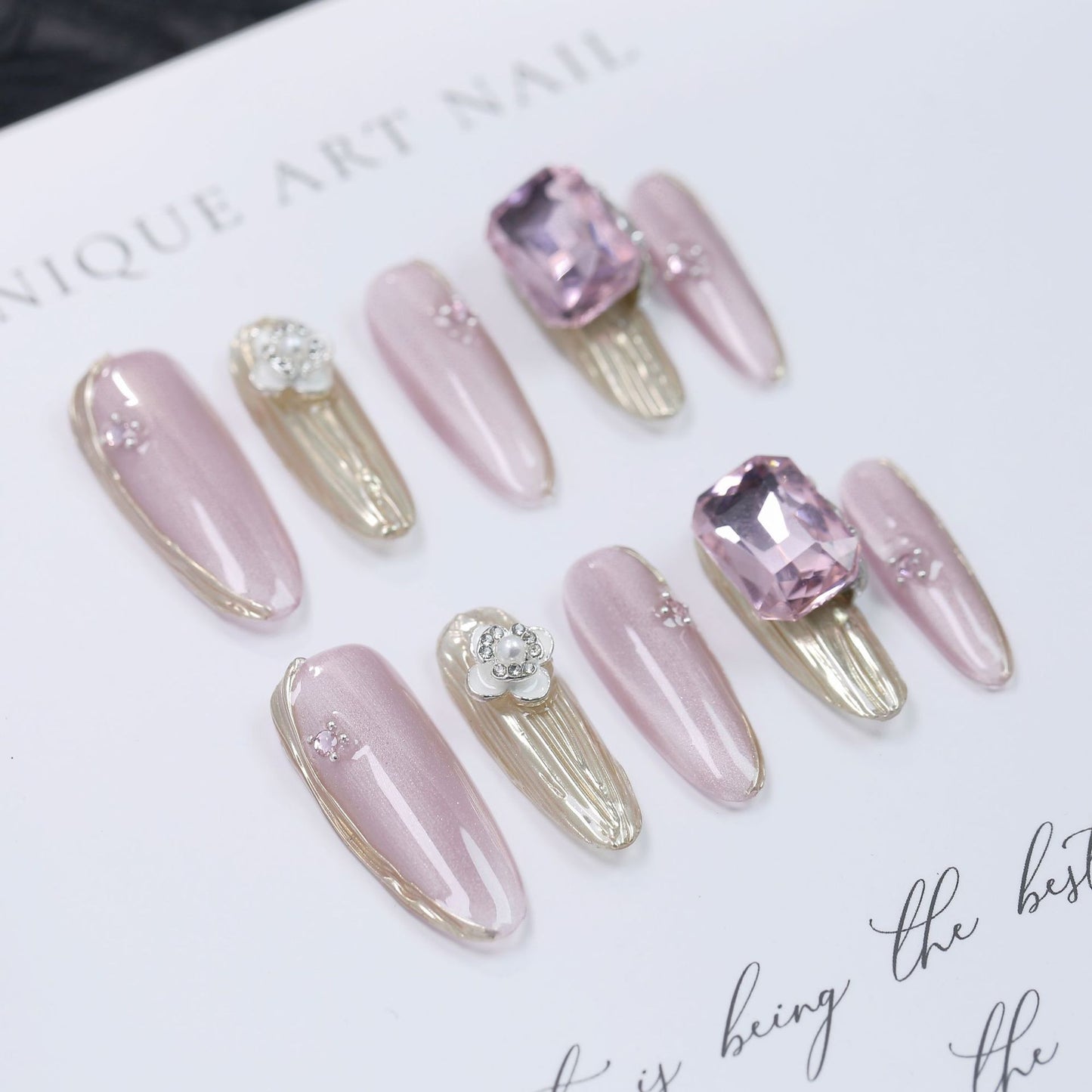 Wearable nail twilight purple long aurora nail piece fake nails