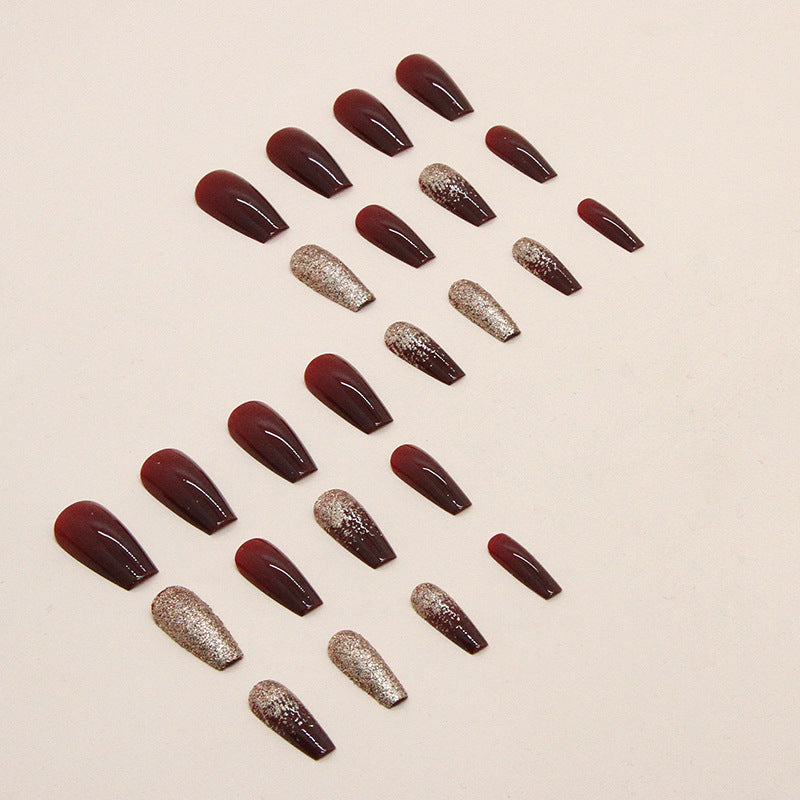 Free Shipping Wine Red Sparkling Flash Nails