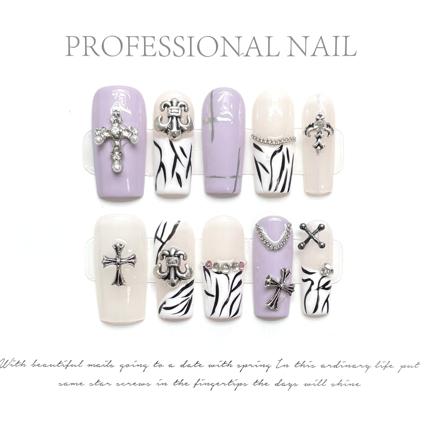 Advanced Style Alloy Cross Gradient Zebra Pattern Easy Nail Art Fashion Nails